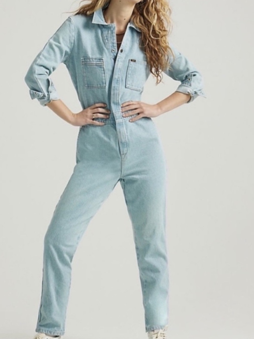 Lee Medium Coveralls Union-Alls Jumpsuit Long Sleeves Pinstripe light wash NWT